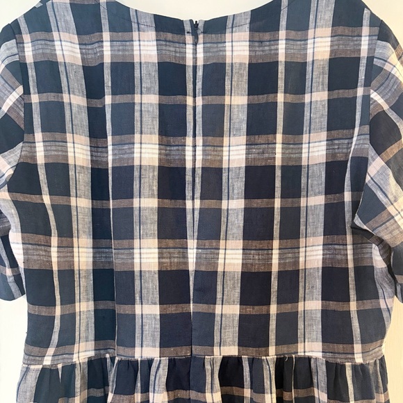 Bridge & Burn Navy Plaid Short Sleeve Midi Dress - Size L - Picture 4 of 5